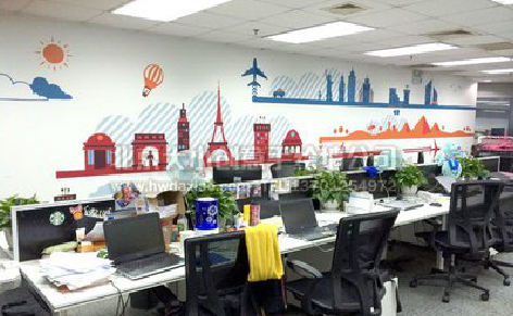 太白教你设计办公室墙绘的方法。