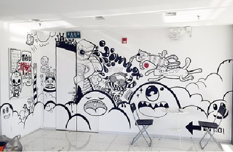 太白手绘墙并非传统涂鸦。